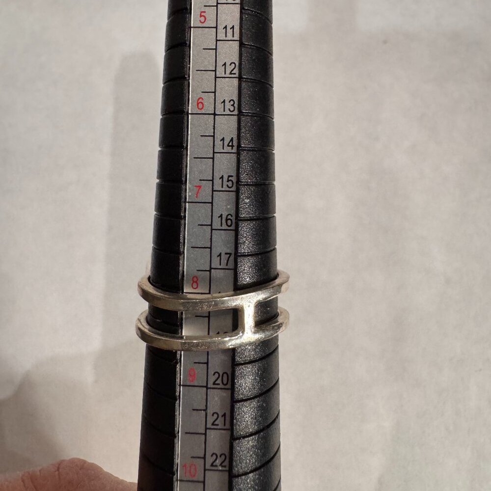 Statement Pink Stone Ring - Split Silver Band - image 4